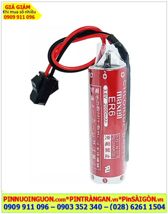 Maxell ER6 (Zắc PLC DF135), Pin nuôi nguồn Maxell ER6 AA 2000mAh Lithium Thionyl Chloride, Xuất xứ NHẬT